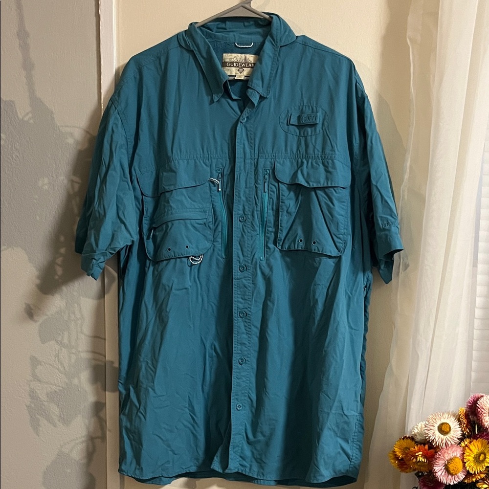 Cabela's Men's Blue Short Sleeve Shirt Jacket